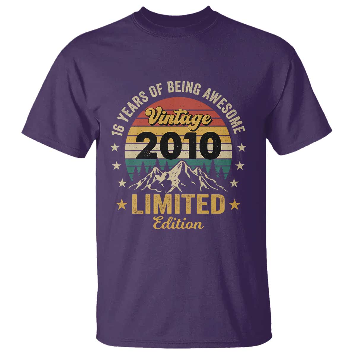 16th Birthday T Shirt Vintage 2010 Limited Edition Retro 16 Years Of Being Awesome Mountain