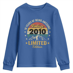 16th Birthday Youth Sweatshirt Vintage 2010 Limited Edition Retro 16 Years Of Being Awesome Mountain