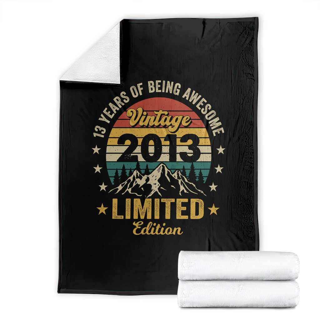13th Birthday Throw Blanket Vintage 2013 Limited Edition Retro 13 Years Of Being Awesome Mountain TS11 Black Print Your Wear