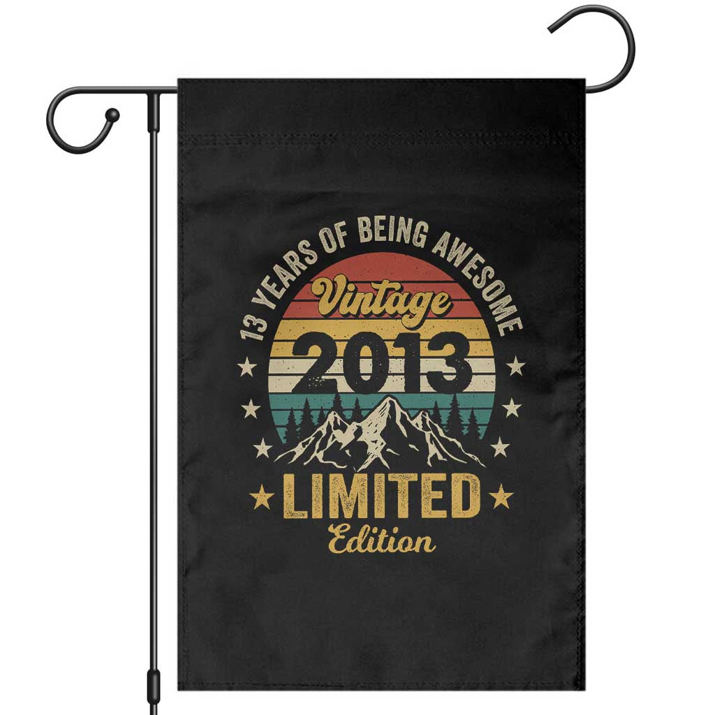 13th Birthday Garden Flag Vintage 2013 Limited Edition Retro 13 Years Of Being Awesome Mountain TS11 Black Print Your Wear