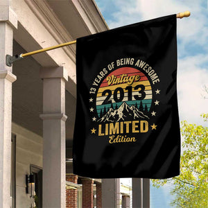 13th Birthday Garden Flag Vintage 2013 Limited Edition Retro 13 Years Of Being Awesome Mountain