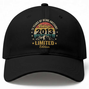 13th Birthday Baseball Cap Vintage 2013 Limited Edition Retro 13 Years Of Being Awesome Mountain
