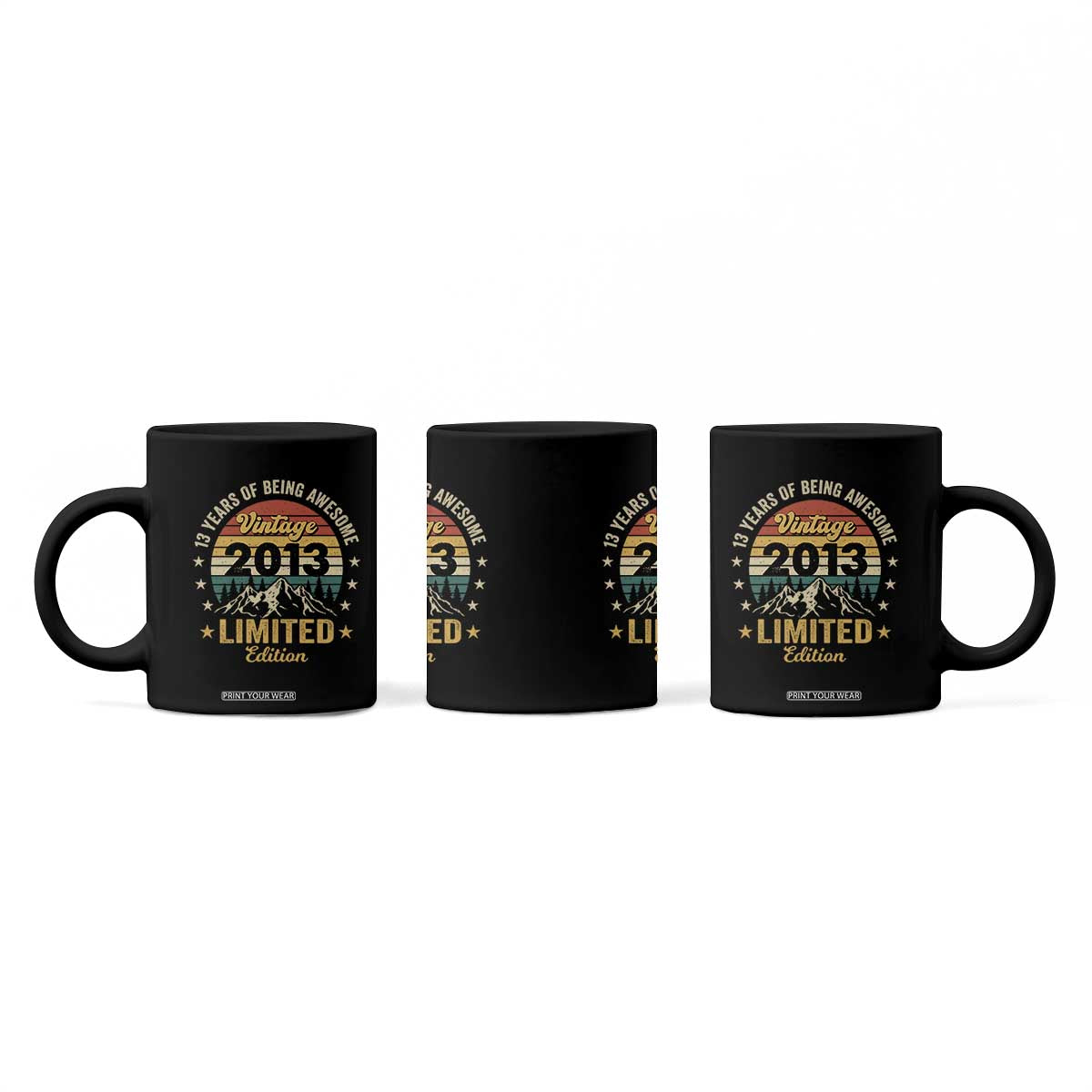 13th Birthday Coffee Mug Vintage 2013 Limited Edition Retro 13 Years Of Being Awesome Mountain