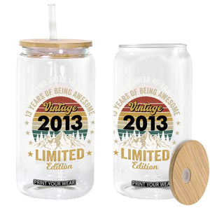 13th Birthday Glass Can Vintage 2013 Limited Edition Retro 13 Years Of Being Awesome Mountain
