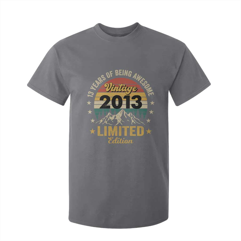 13th Birthday T Shirt For Kid Vintage 2013 Limited Edition Retro 13 Years Of Being Awesome Mountain