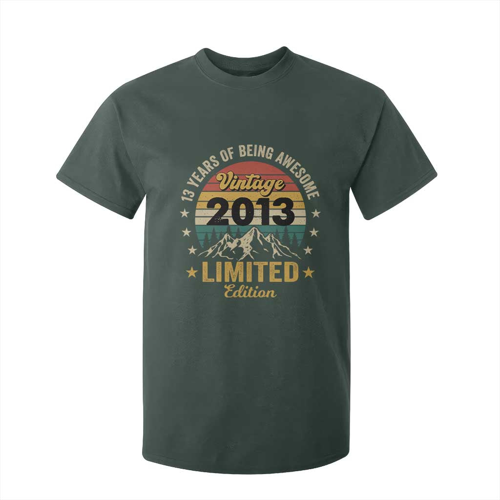 13th Birthday T Shirt For Kid Vintage 2013 Limited Edition Retro 13 Years Of Being Awesome Mountain