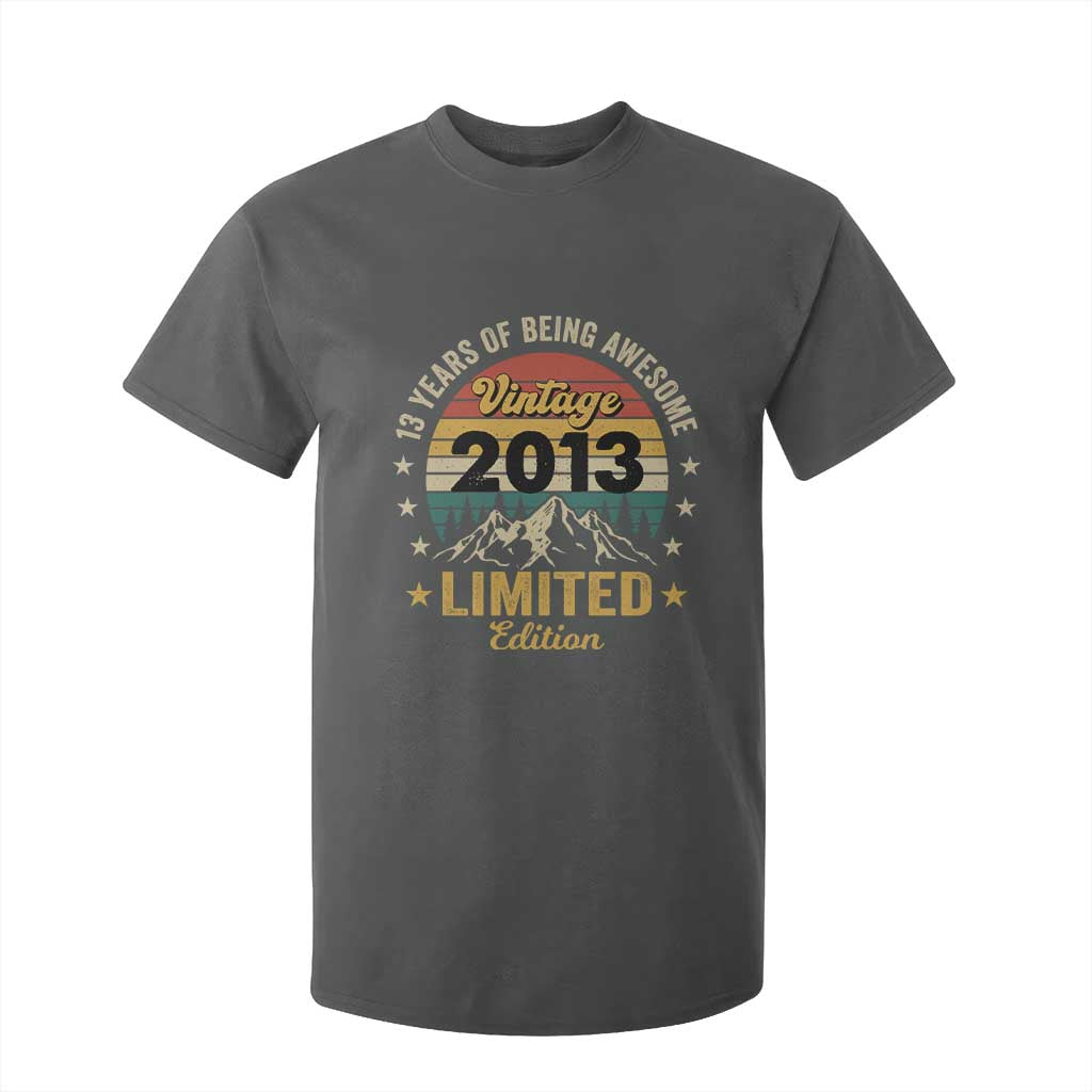 13th Birthday T Shirt For Kid Vintage 2013 Limited Edition Retro 13 Years Of Being Awesome Mountain