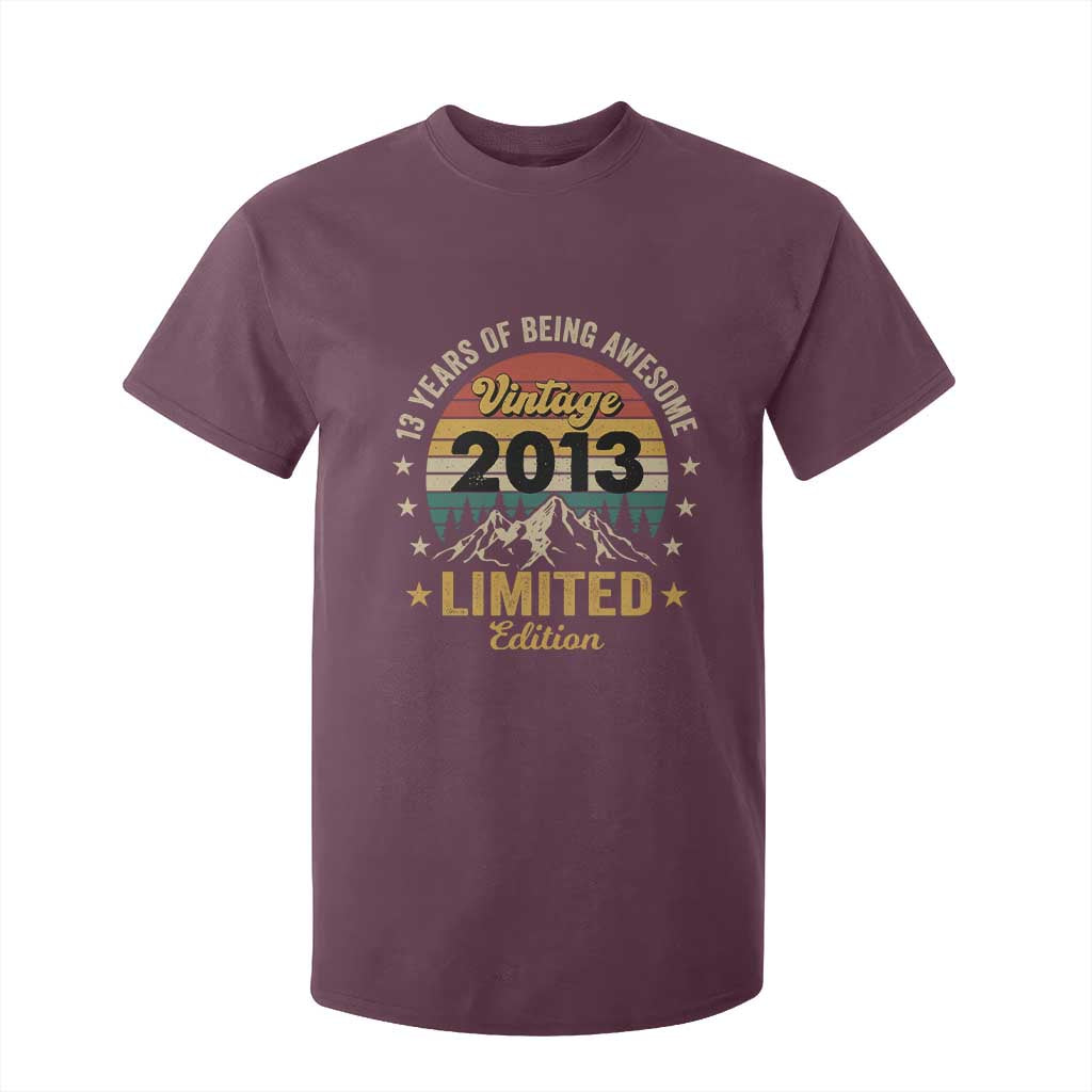 13th Birthday T Shirt For Kid Vintage 2013 Limited Edition Retro 13 Years Of Being Awesome Mountain