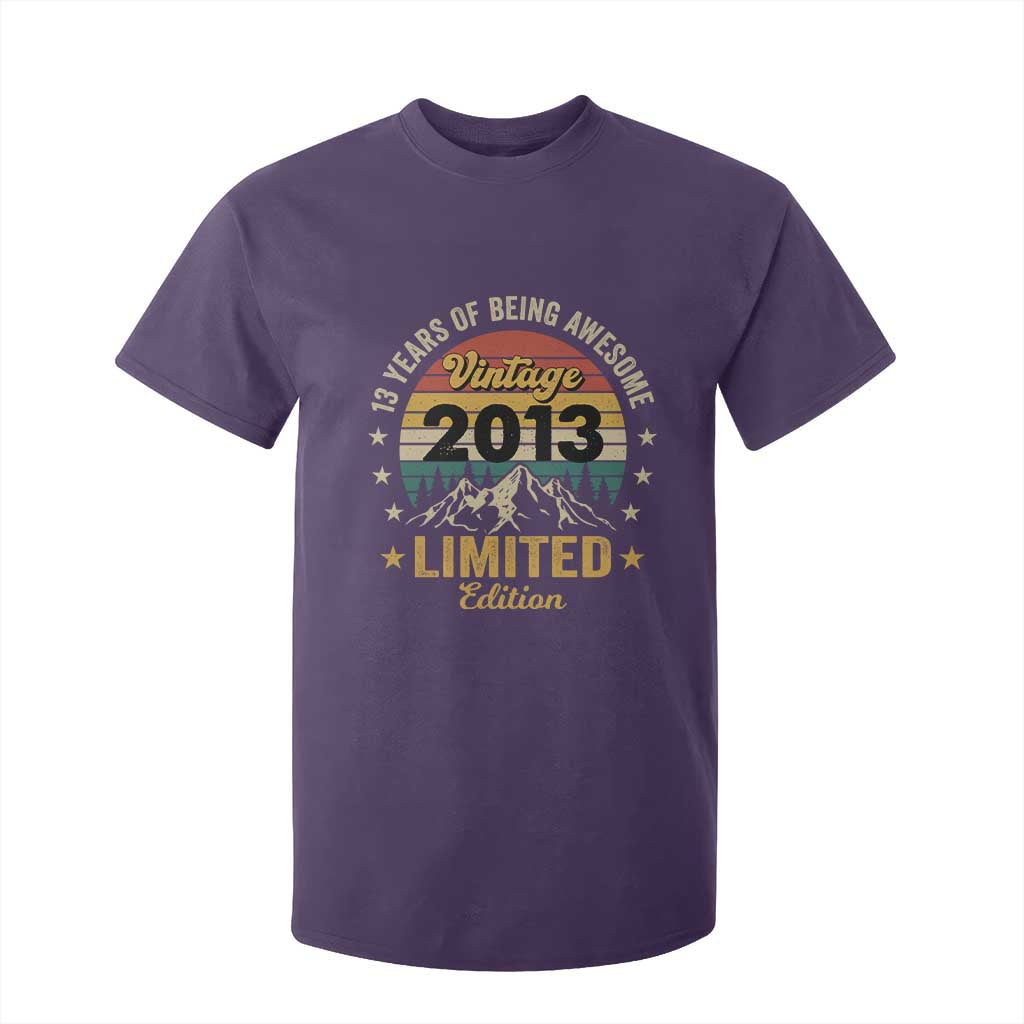 13th Birthday T Shirt For Kid Vintage 2013 Limited Edition Retro 13 Years Of Being Awesome Mountain