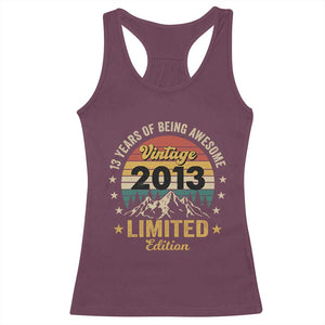 13th Birthday Racerback Tank Top Vintage 2013 Limited Edition Retro 13 Years Of Being Awesome Mountain