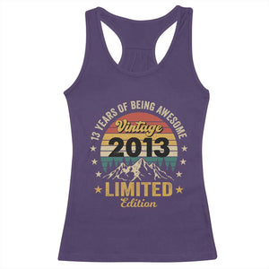 13th Birthday Racerback Tank Top Vintage 2013 Limited Edition Retro 13 Years Of Being Awesome Mountain