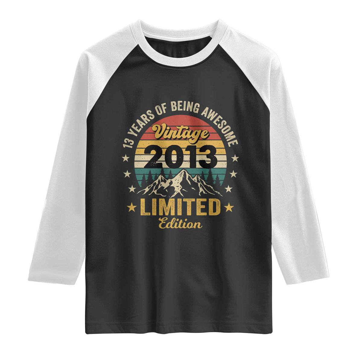 13th Birthday Raglan Shirt Vintage 2013 Limited Edition Retro 13 Years Of Being Awesome Mountain