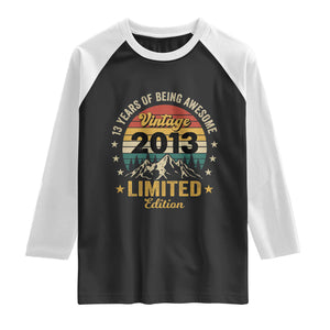 13th Birthday Raglan Shirt Vintage 2013 Limited Edition Retro 13 Years Of Being Awesome Mountain