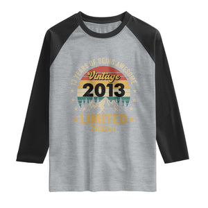 13th Birthday Raglan Shirt Vintage 2013 Limited Edition Retro 13 Years Of Being Awesome Mountain
