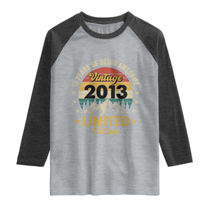 13th Birthday Raglan Shirt Vintage 2013 Limited Edition Retro 13 Years Of Being Awesome Mountain