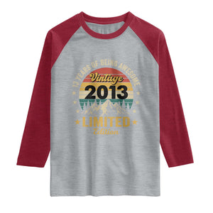13th Birthday Raglan Shirt Vintage 2013 Limited Edition Retro 13 Years Of Being Awesome Mountain