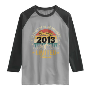 13th Birthday Raglan Shirt Vintage 2013 Limited Edition Retro 13 Years Of Being Awesome Mountain