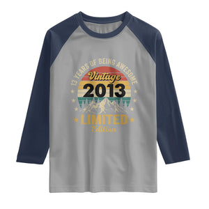 13th Birthday Raglan Shirt Vintage 2013 Limited Edition Retro 13 Years Of Being Awesome Mountain