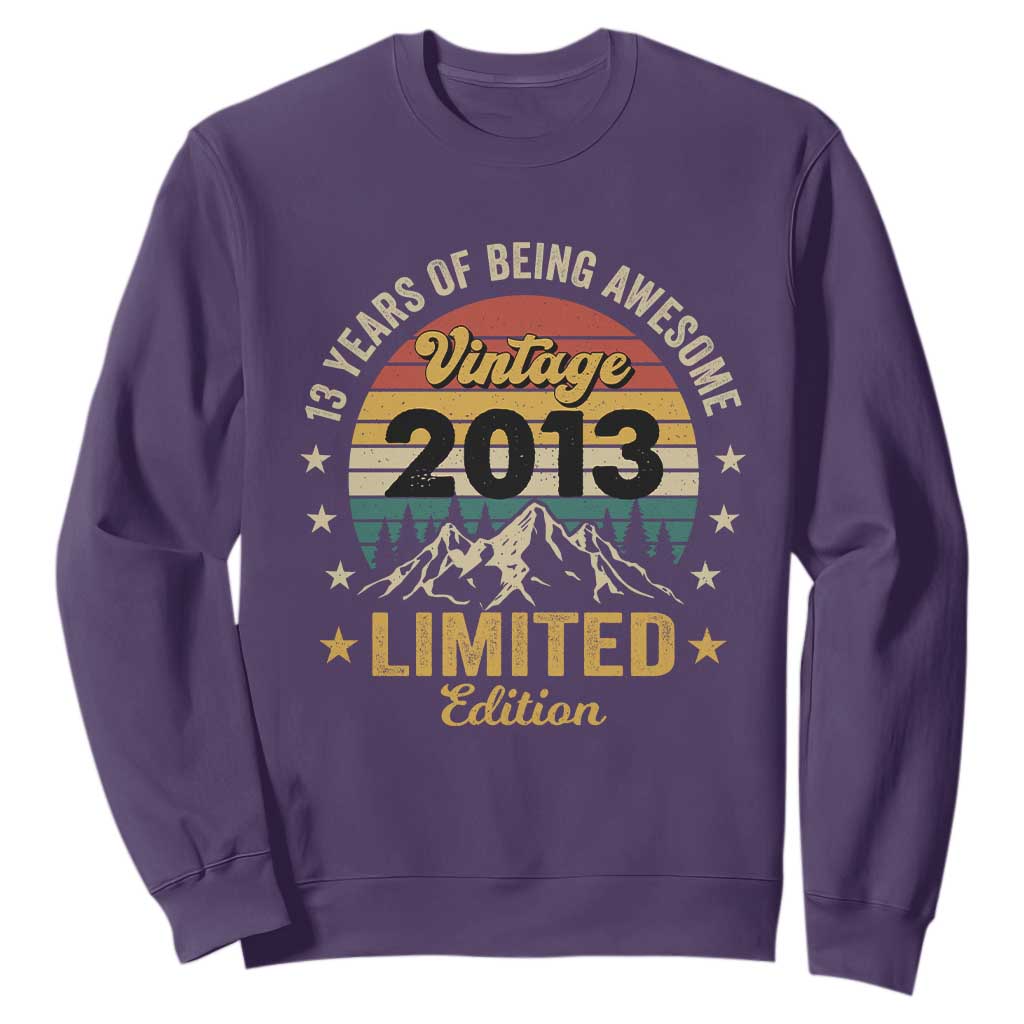 13th Birthday Sweatshirt Vintage 2013 Limited Edition Retro 13 Years Of Being Awesome Mountain