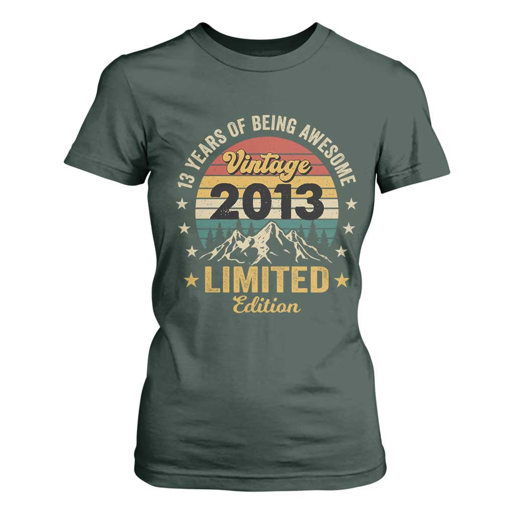 13th Birthday T Shirt For Women Vintage 2013 Limited Edition Retro 13 Years Of Being Awesome Mountain