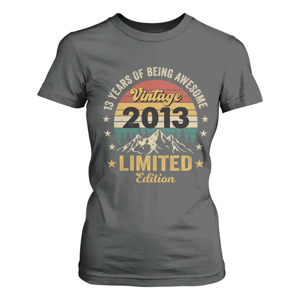 13th Birthday T Shirt For Women Vintage 2013 Limited Edition Retro 13 Years Of Being Awesome Mountain
