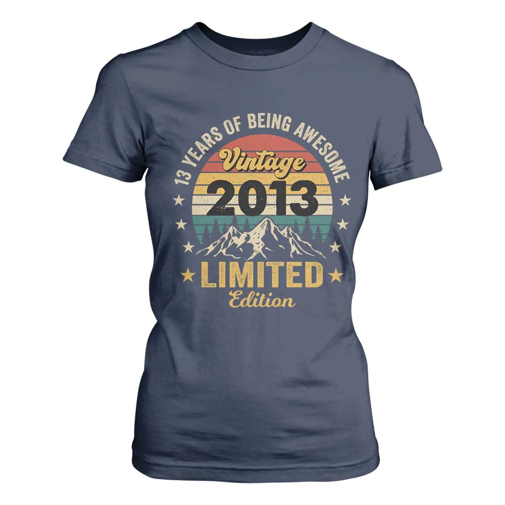 13th Birthday T Shirt For Women Vintage 2013 Limited Edition Retro 13 Years Of Being Awesome Mountain
