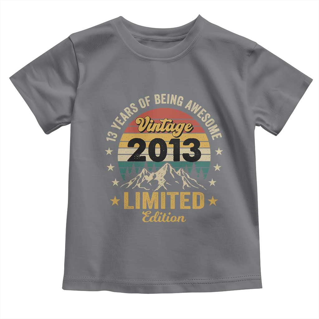 13th Birthday Toddler T Shirt Vintage 2013 Limited Edition Retro 13 Years Of Being Awesome Mountain