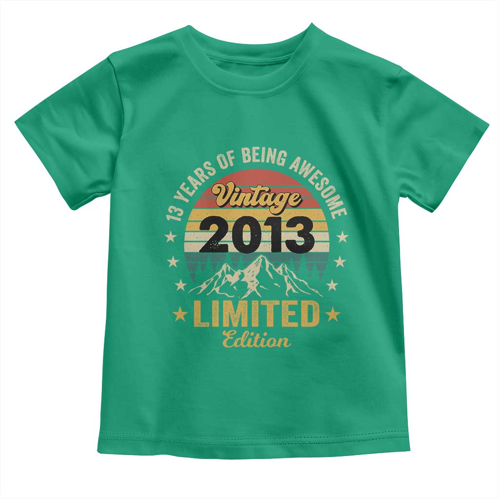 13th Birthday Toddler T Shirt Vintage 2013 Limited Edition Retro 13 Years Of Being Awesome Mountain