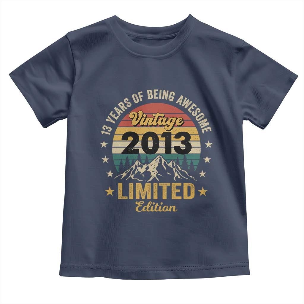 13th Birthday Toddler T Shirt Vintage 2013 Limited Edition Retro 13 Years Of Being Awesome Mountain