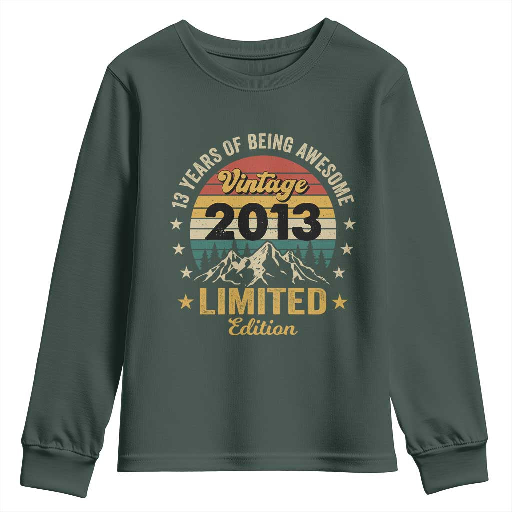 13th Birthday Youth Sweatshirt Vintage 2013 Limited Edition Retro 13 Years Of Being Awesome Mountain