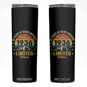 90th Birthday Skinny Tumbler Vintage 1936 Limited Edition Retro 90 Years Of Being Awesome Mountain