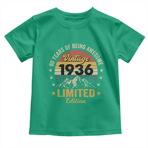 90th Birthday Toddler T Shirt Vintage 1936 Limited Edition Retro 90 Years Of Being Awesome Mountain