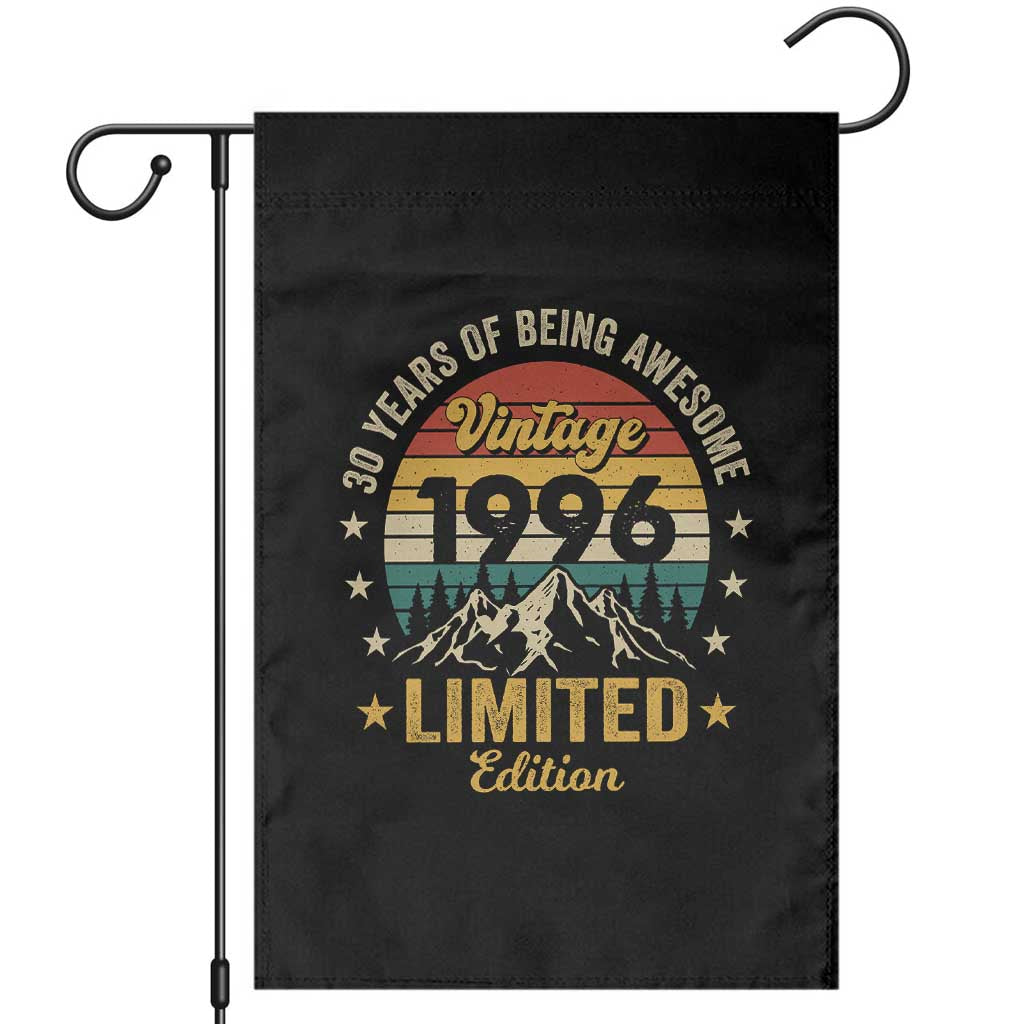 30th Birthday Garden Flag Vintage 1996 Limited Edition Retro 30 Years Of Being Awesome Mountain TS11 Black Print Your Wear
