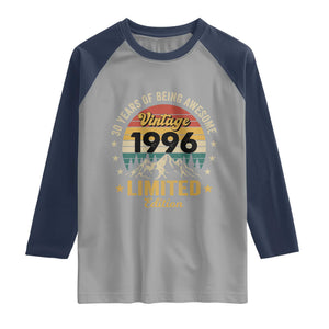 30th Birthday Raglan Shirt Vintage 1996 Limited Edition Retro 30 Years Of Being Awesome Mountain