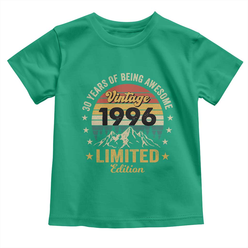 30th Birthday Toddler T Shirt Vintage 1996 Limited Edition Retro 30 Years Of Being Awesome Mountain