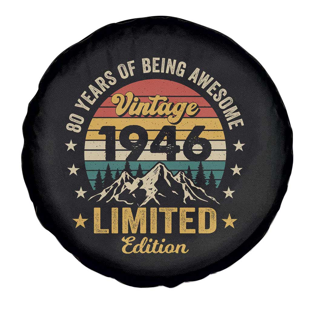 80th Birthday Spare Tire Cover Vintage 1946 Limited Edition Retro 80 Years Of Being Awesome Mountain TS11 Print Your Wear