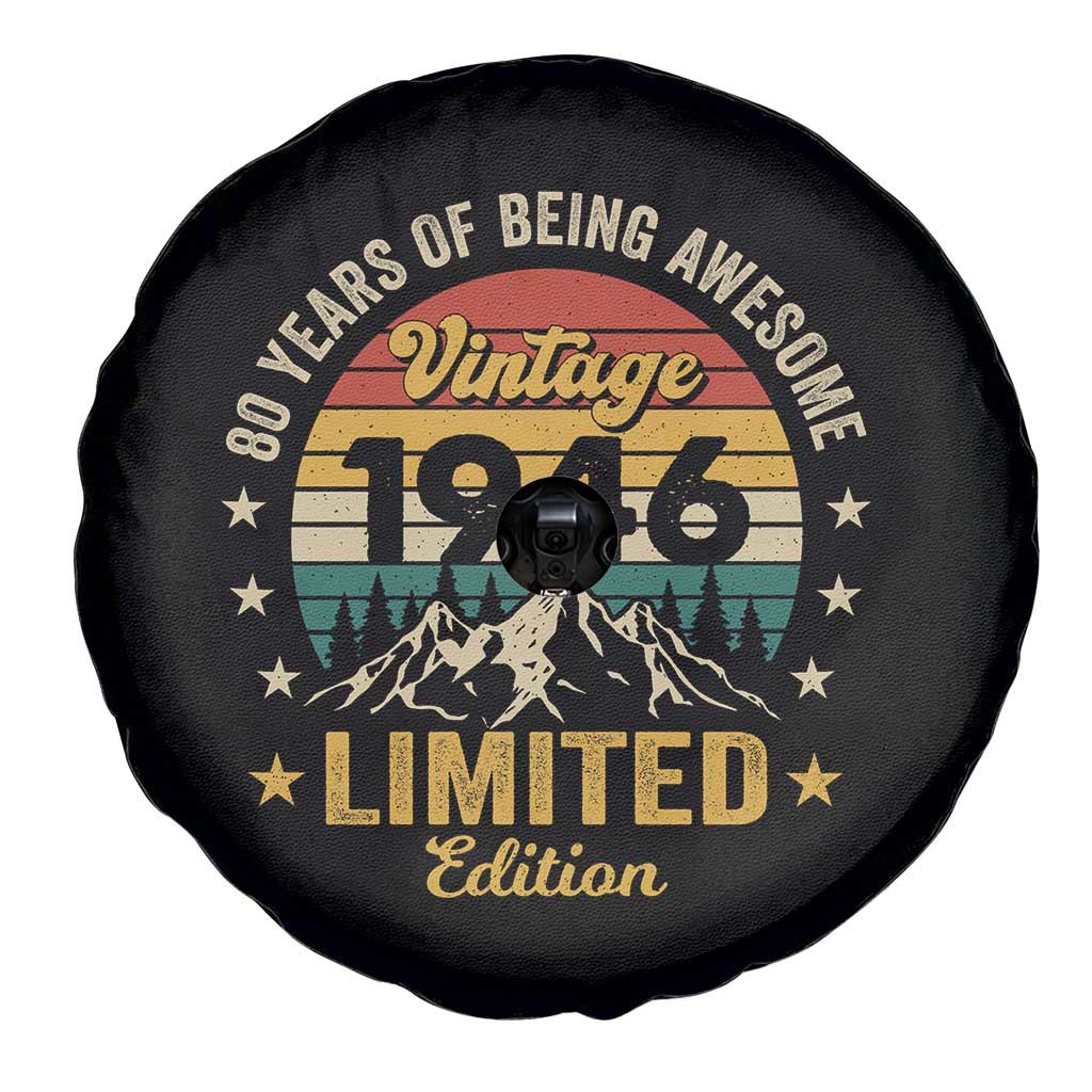 80th Birthday Spare Tire Cover Vintage 1946 Limited Edition Retro 80 Years Of Being Awesome Mountain TS11 Print Your Wear