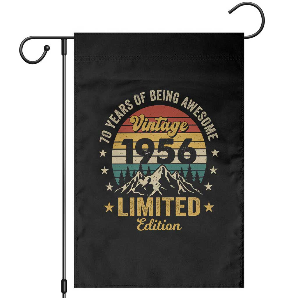 70th Birthday Garden Flag Vintage 1956 Limited Edition Retro 70 Years Of Being Awesome Mountain TS11 Black Print Your Wear