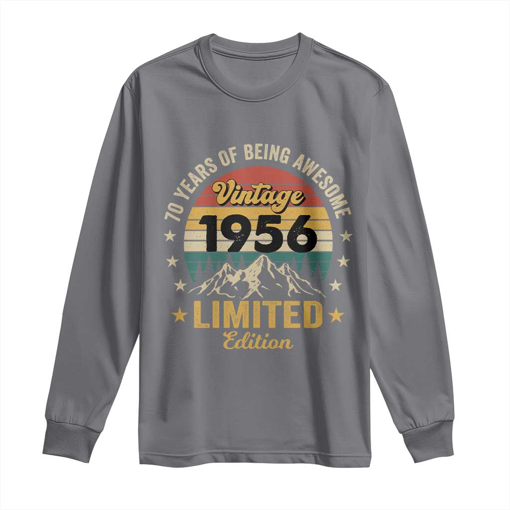 70th Birthday Long Sleeve Shirt Vintage 1956 Limited Edition Retro 70 Years Of Being Awesome Mountain