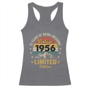 70th Birthday Racerback Tank Top Vintage 1956 Limited Edition Retro 70 Years Of Being Awesome Mountain TS11 Charcoal Print Your Wear
