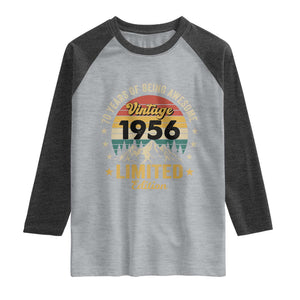 70th Birthday Raglan Shirt Vintage 1956 Limited Edition Retro 70 Years Of Being Awesome Mountain TS11 Heather Gray Heather Charcoal Print Your Wear