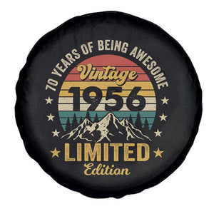 70th Birthday Spare Tire Cover Vintage 1956 Limited Edition Retro 70 Years Of Being Awesome Mountain TS11 Print Your Wear
