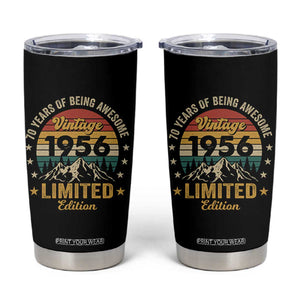 70th Birthday Tumbler Cup Vintage 1956 Limited Edition Retro 70 Years Of Being Awesome Mountain TS11 Black Print Your Wear