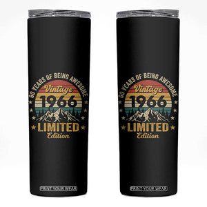 60th Birthday Skinny Tumbler Vintage 1966 Limited Edition Retro 60 Years Of Being Awesome Mountain TS11 Black Print Your Wear
