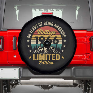 60th Birthday Spare Tire Cover Vintage 1966 Limited Edition Retro 60 Years Of Being Awesome Mountain TS11 Black Print Your Wear