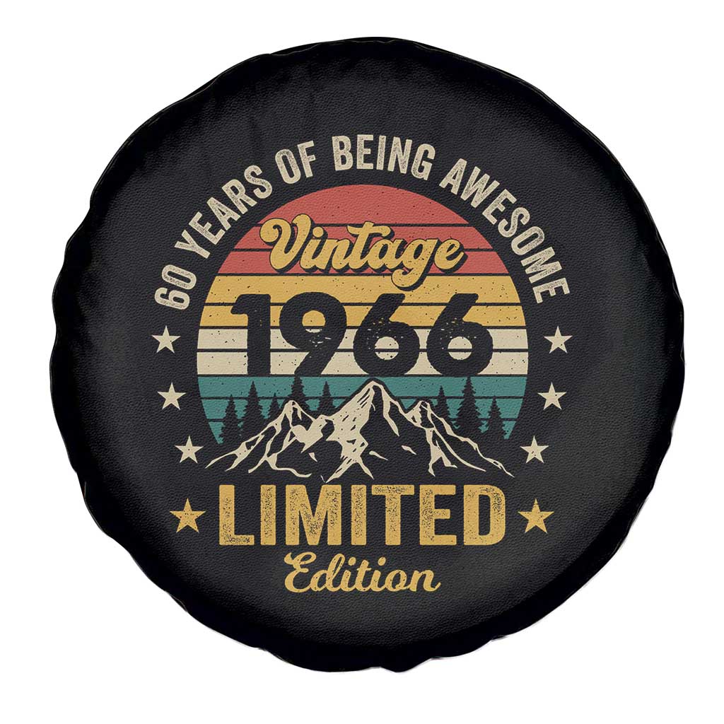 60th Birthday Spare Tire Cover Vintage 1966 Limited Edition Retro 60 Years Of Being Awesome Mountain TS11 Print Your Wear