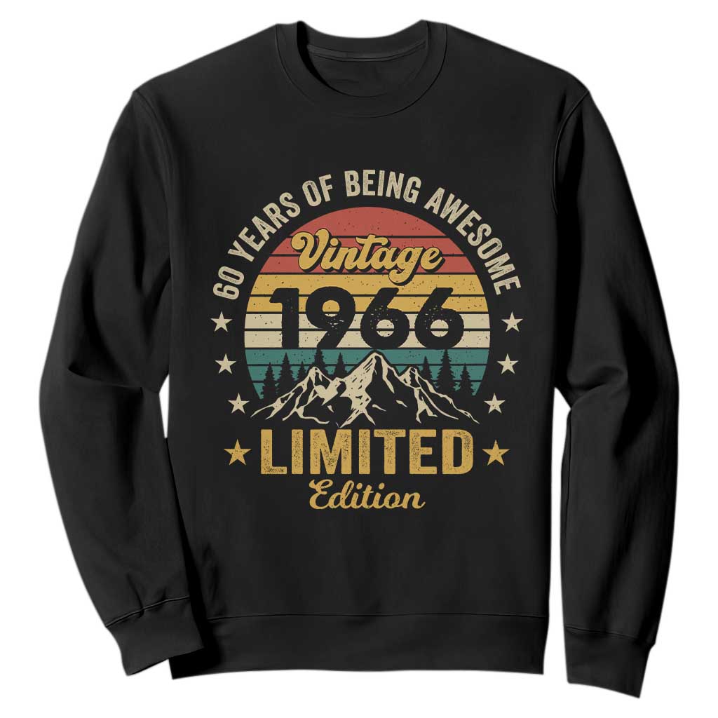 60th Birthday Sweatshirt Vintage 1966 Limited Edition Retro 60 Years Of Being Awesome Mountain TS11 Black Print Your Wear