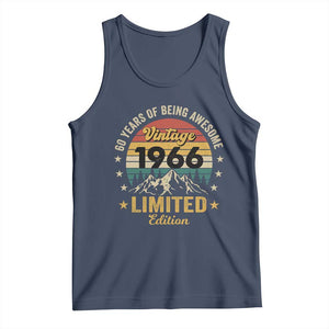 60th Birthday Tank Top Vintage 1966 Limited Edition Retro 60 Years Of Being Awesome Mountain TS11 Navy Print Your Wear