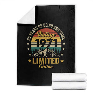 55th Birthday Throw Blanket Vintage 1971 Limited Edition Retro 55 Years Of Being Awesome Mountain TS11 Black Print Your Wear