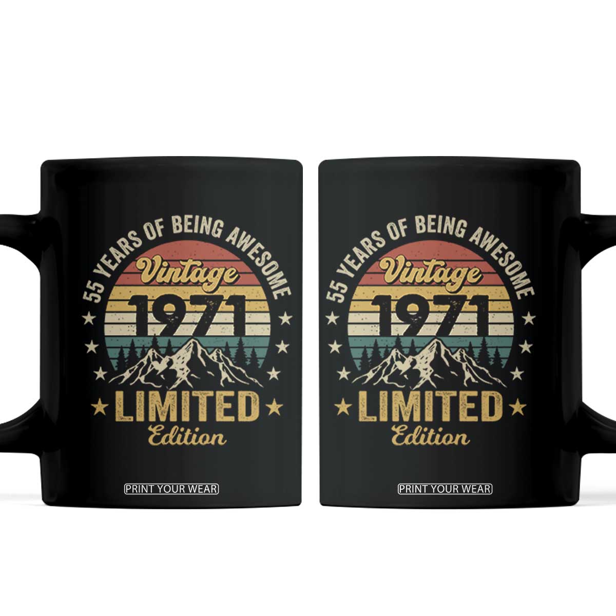 55th Birthday Coffee Mug Vintage 1971 Limited Edition Retro 55 Years Of Being Awesome Mountain